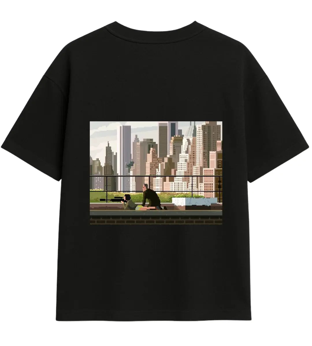 Pixel Cityscape Oversize T-Shirt Lorinfo
