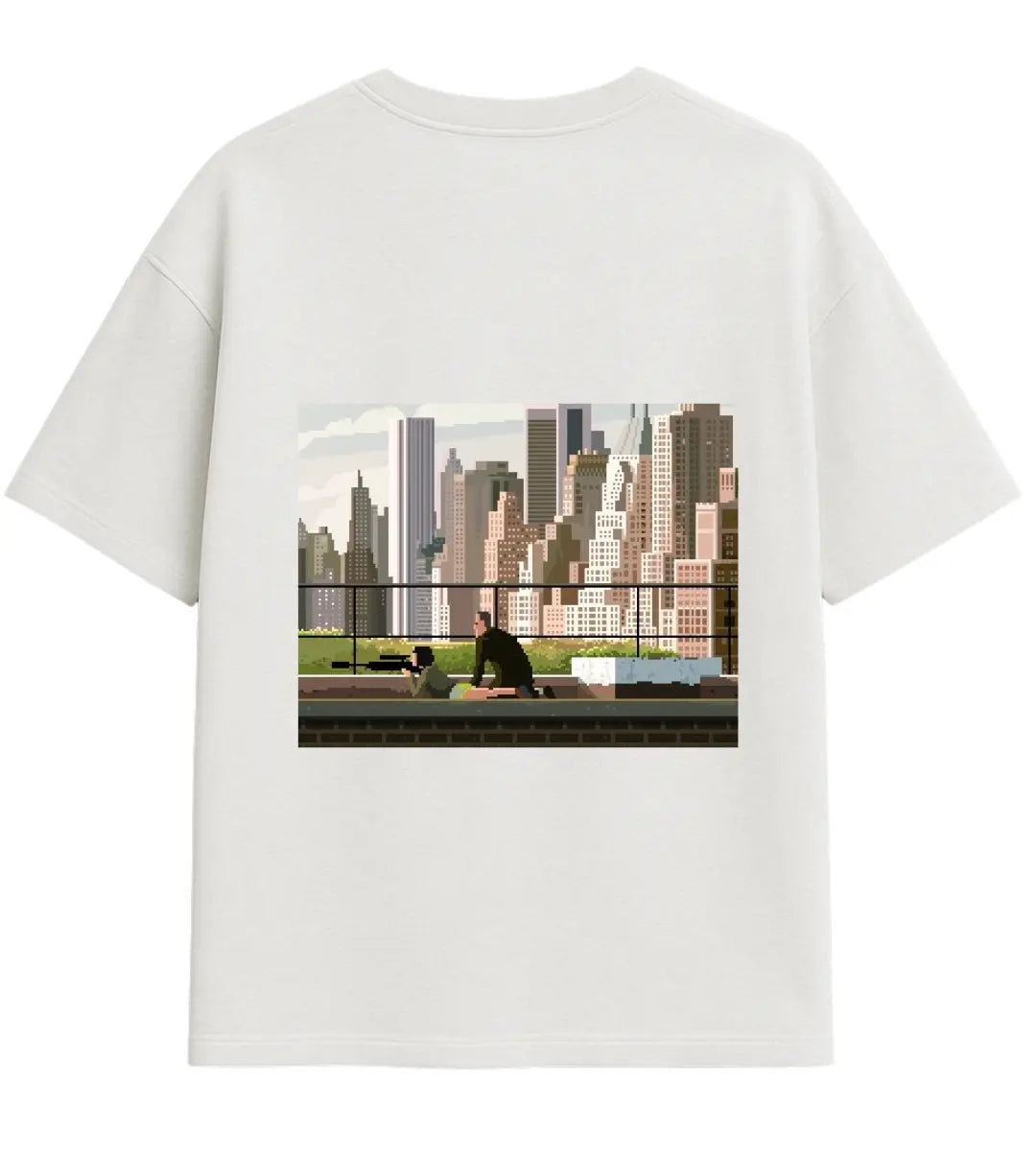 Pixel Cityscape Oversize T-Shirt Lorinfo