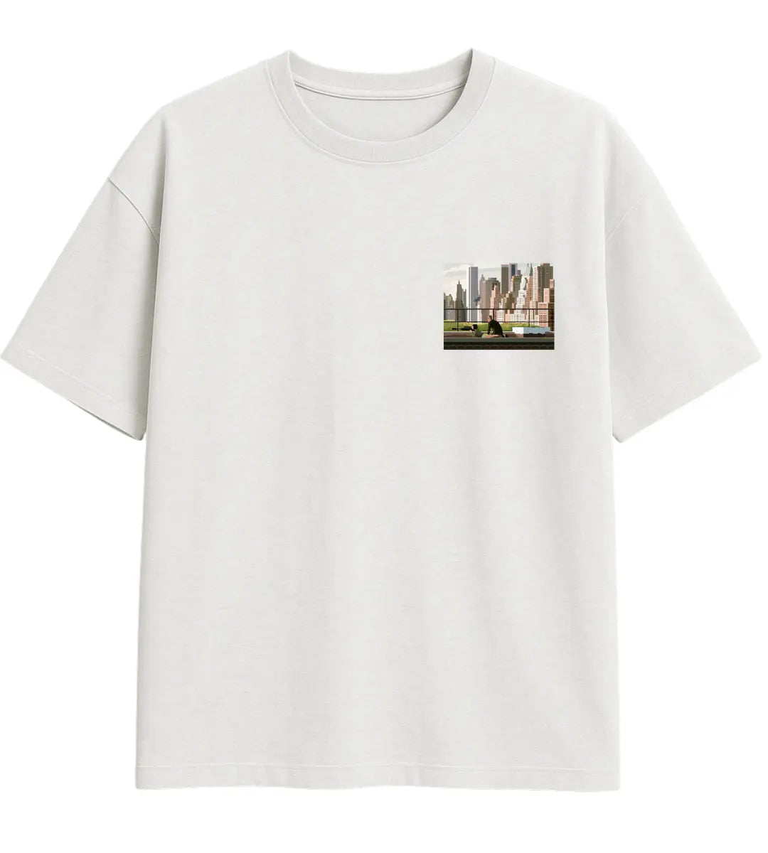 Pixel Cityscape Oversize T-Shirt Lorinfo
