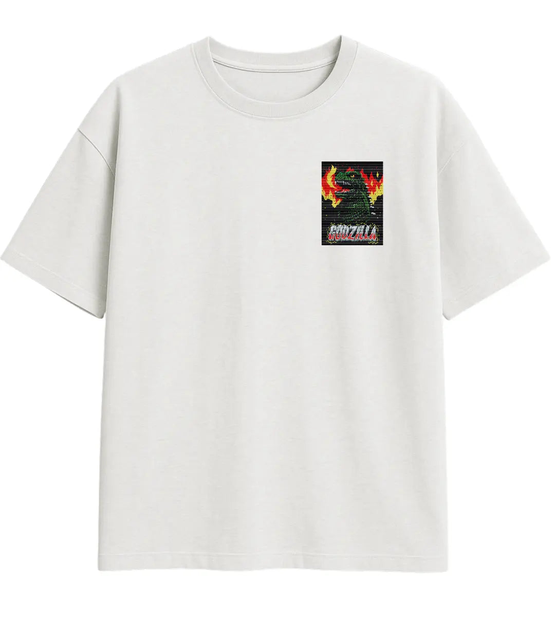 Godzilla Pixel Inferno Oversize T-Shirt Lorinfo