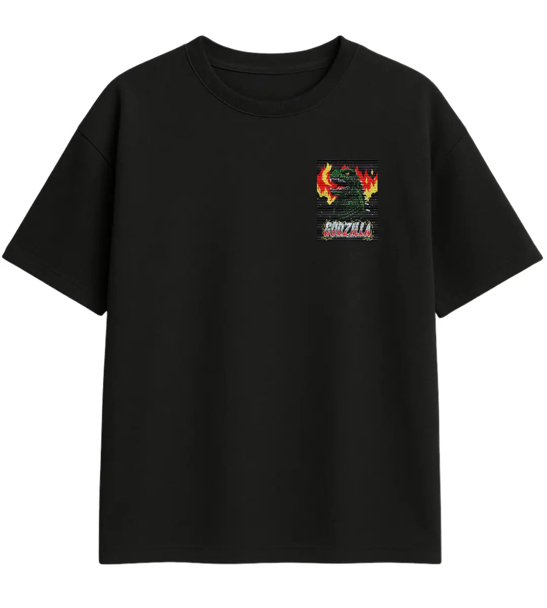 Godzilla Pixel Inferno Oversize T-Shirt Lorinfo