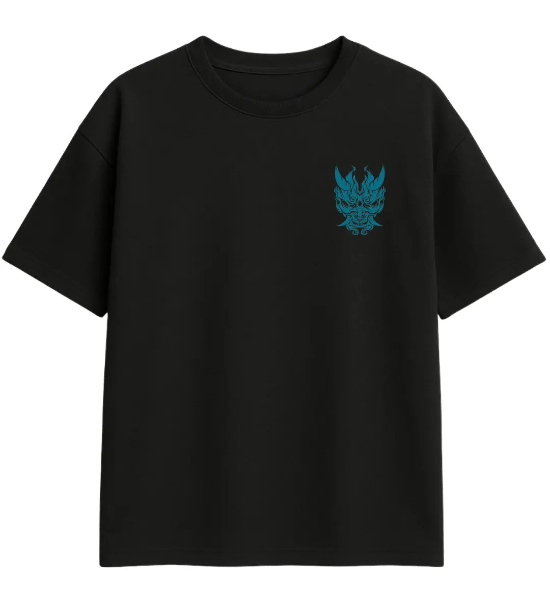 Azure Oni Flame Oversize T-Shirt Lorinfo