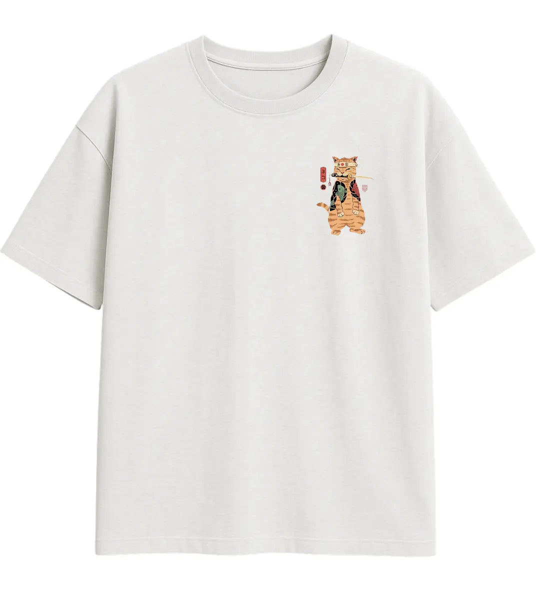 Sammurai Tattoo Cat Oversize T-Shirt Lorinfo