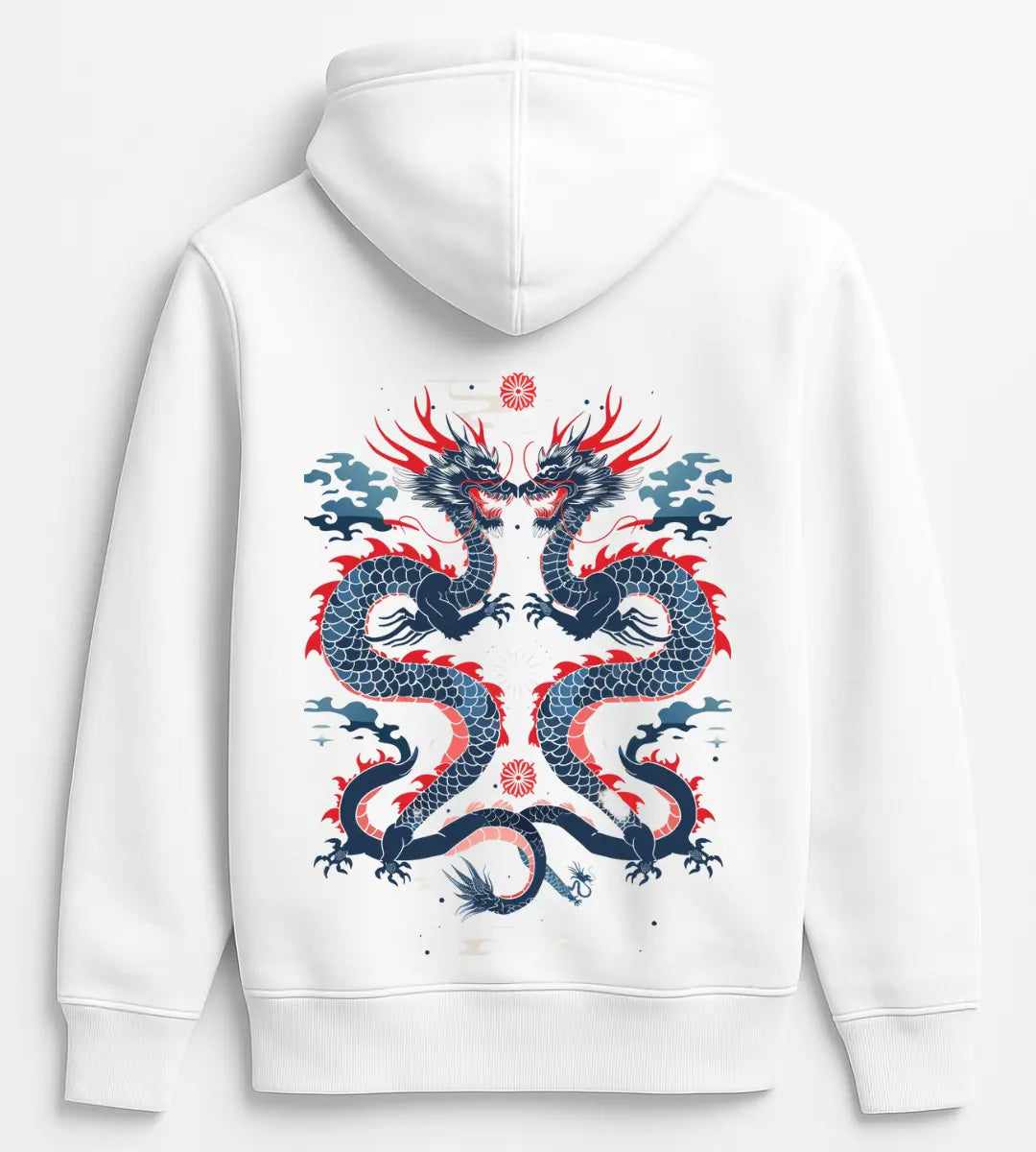 Water & Flame Dragon Hoodie Lorinfo