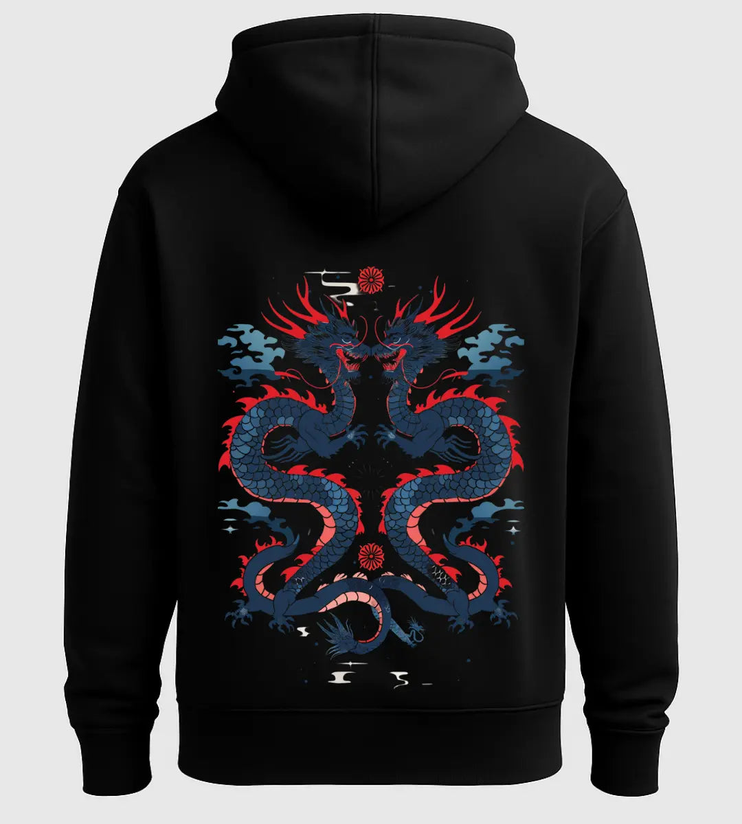 Water & Flame Dragon Hoodie Lorinfo