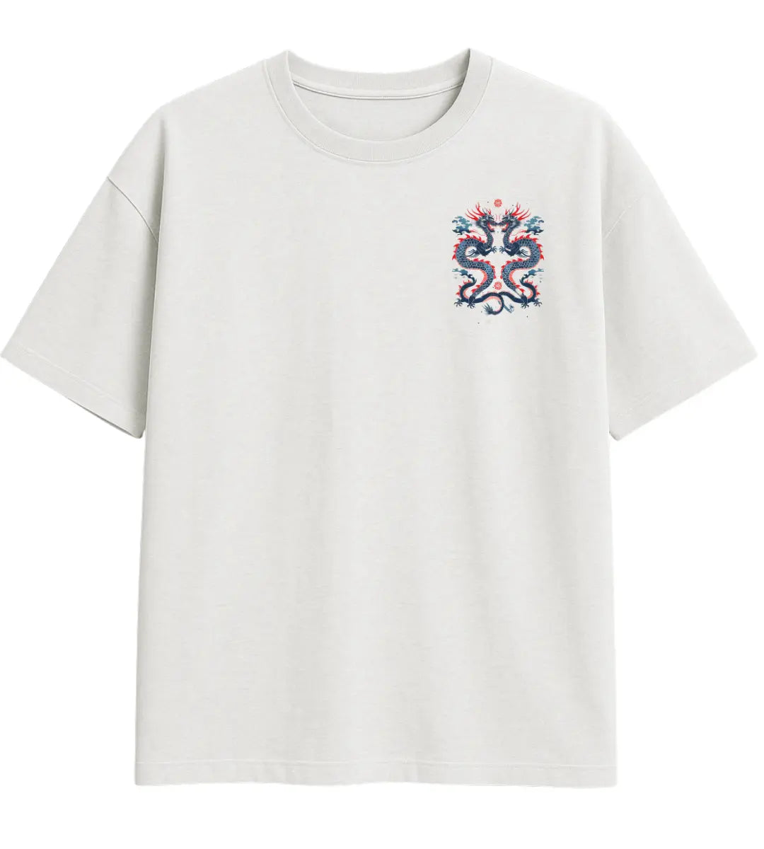 Water & Flame Dragon Oversize T-Shirt Lorinfo
