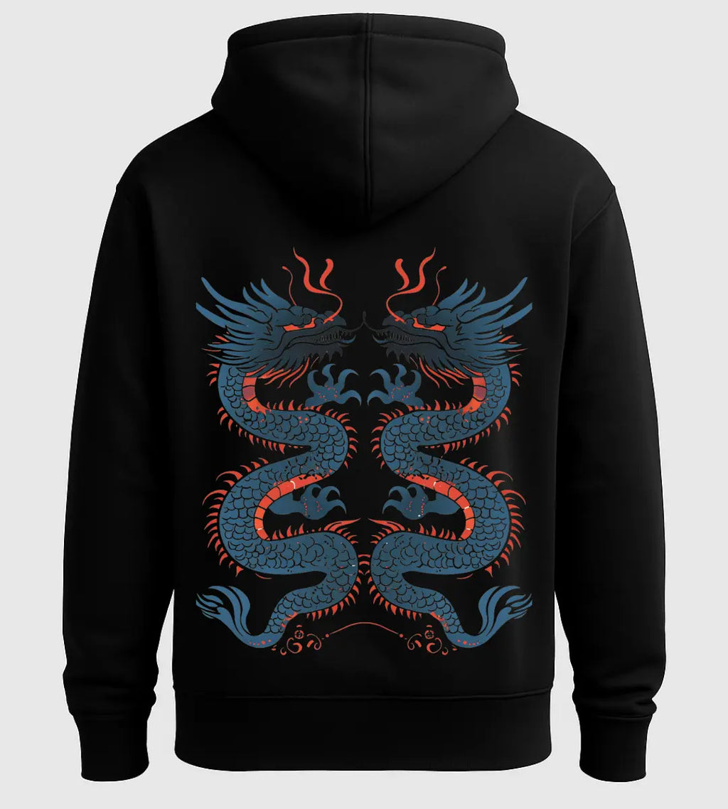 Çift Mavi Ejderha Hoodie Lorinfo