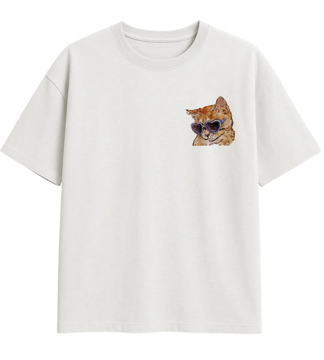 Heart Shades Cat Oversize T-shirt Lorinfo