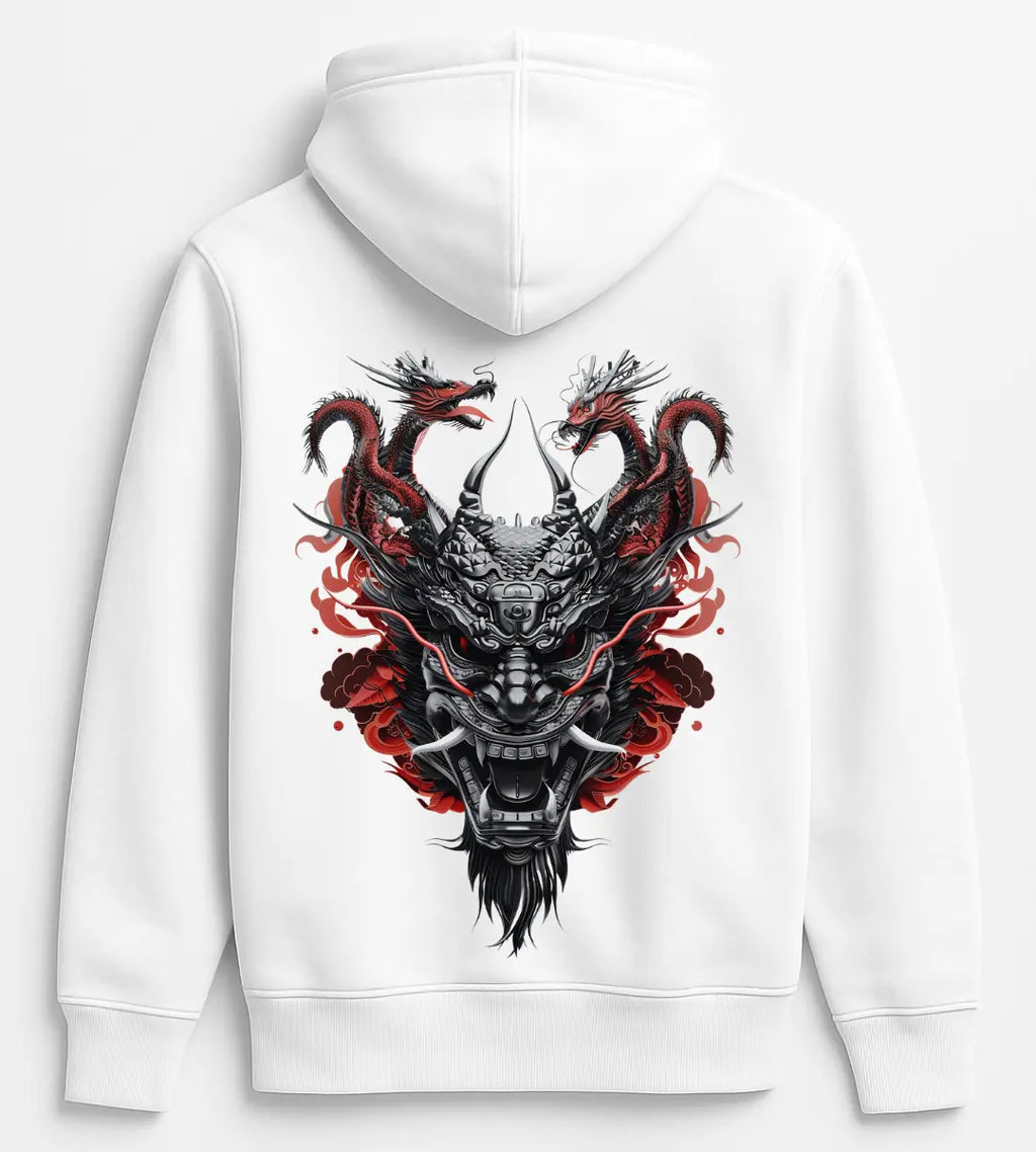 Twin Dragon Samurai Hoodie Lorinfo