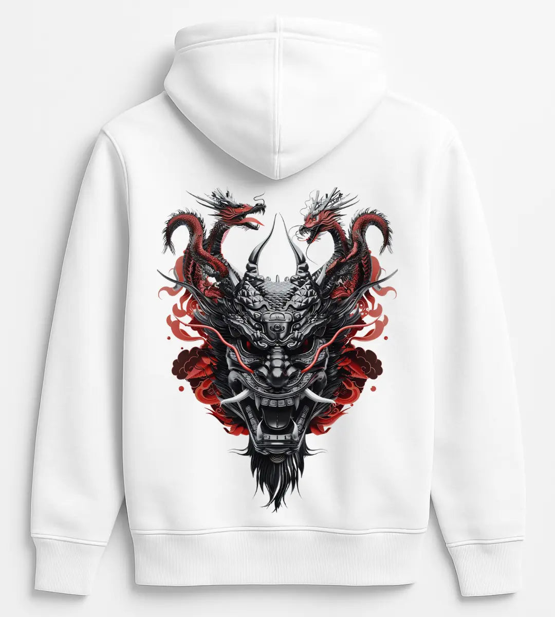 Twin Dragon Samurai Hoodie Lorinfo