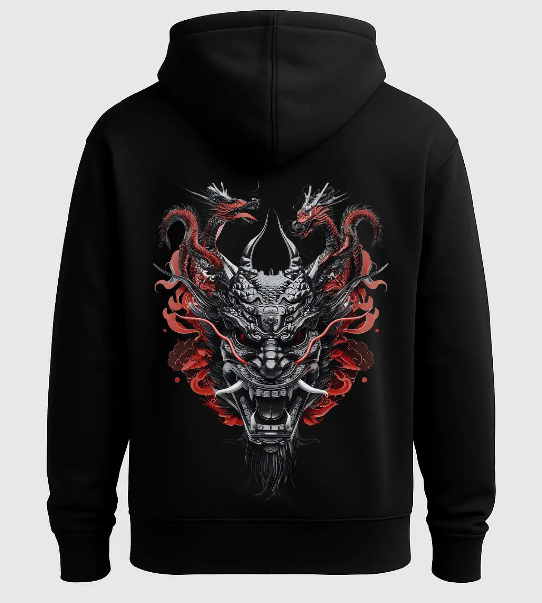 Twin Dragon Samurai Hoodie Lorinfo