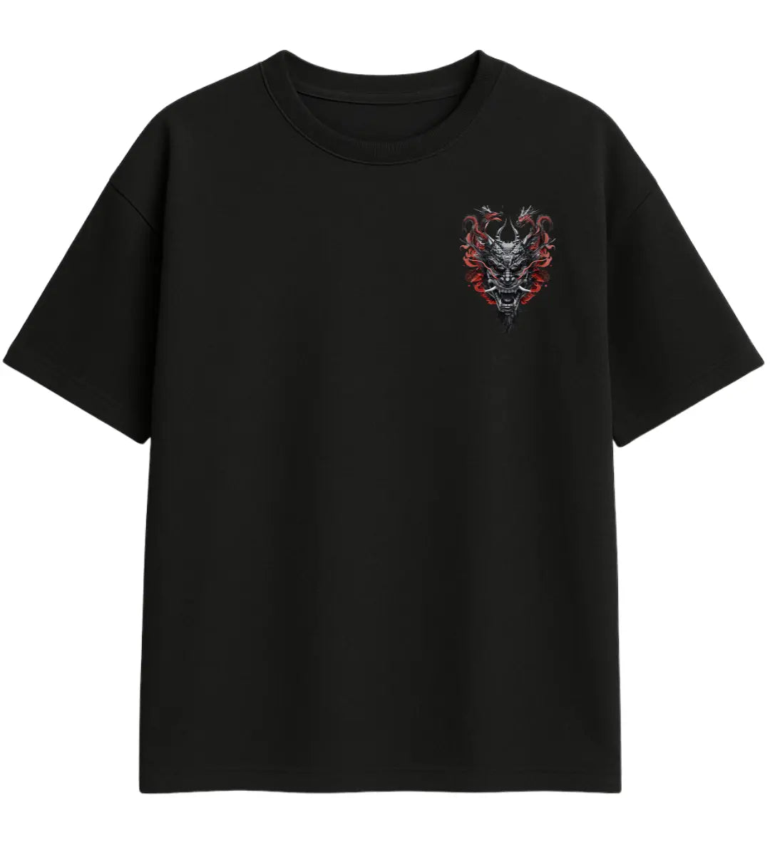 Twin Dragon Samurai Oversize T-Shirt Lorinfo