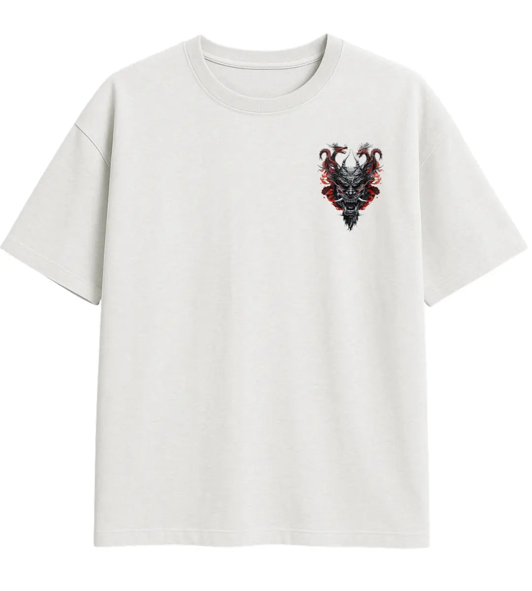 Twin Dragon Samurai Oversize T-Shirt Lorinfo