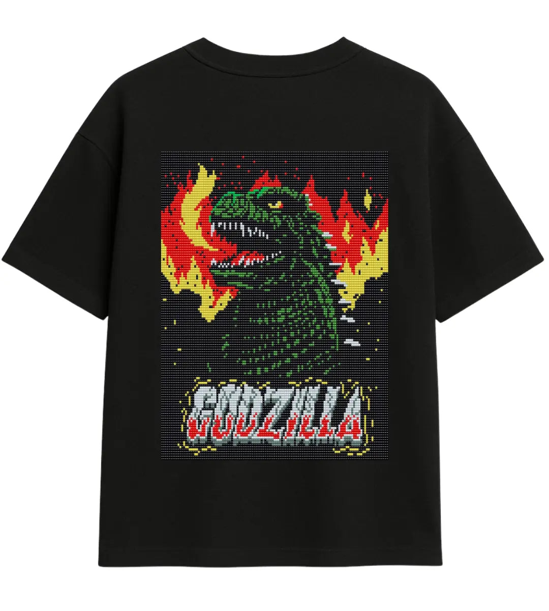 Godzilla Pixel Inferno Oversize T-Shirt Lorinfo