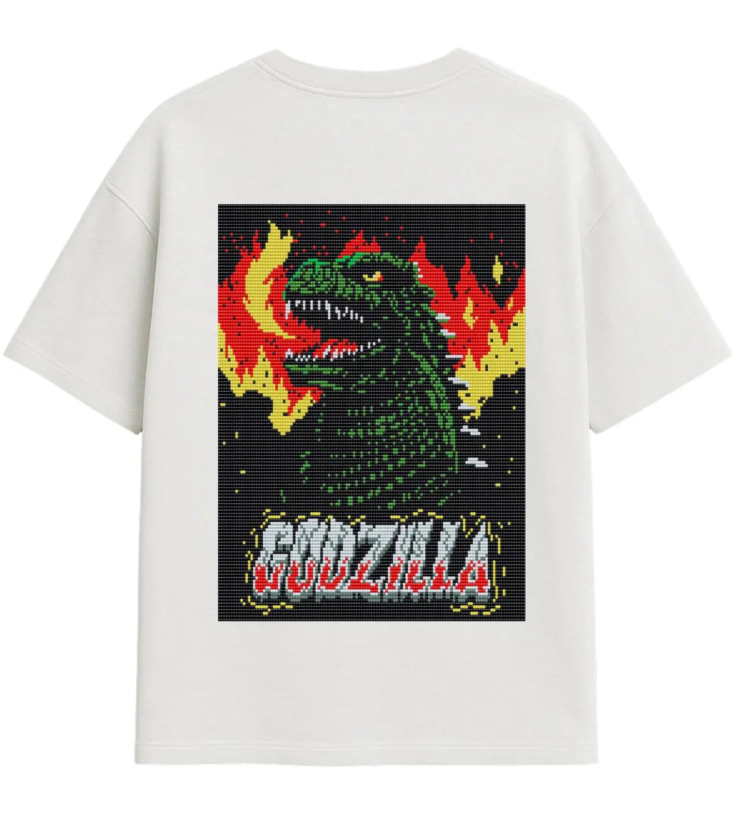 Godzilla Pixel Inferno Oversize T-Shirt Lorinfo