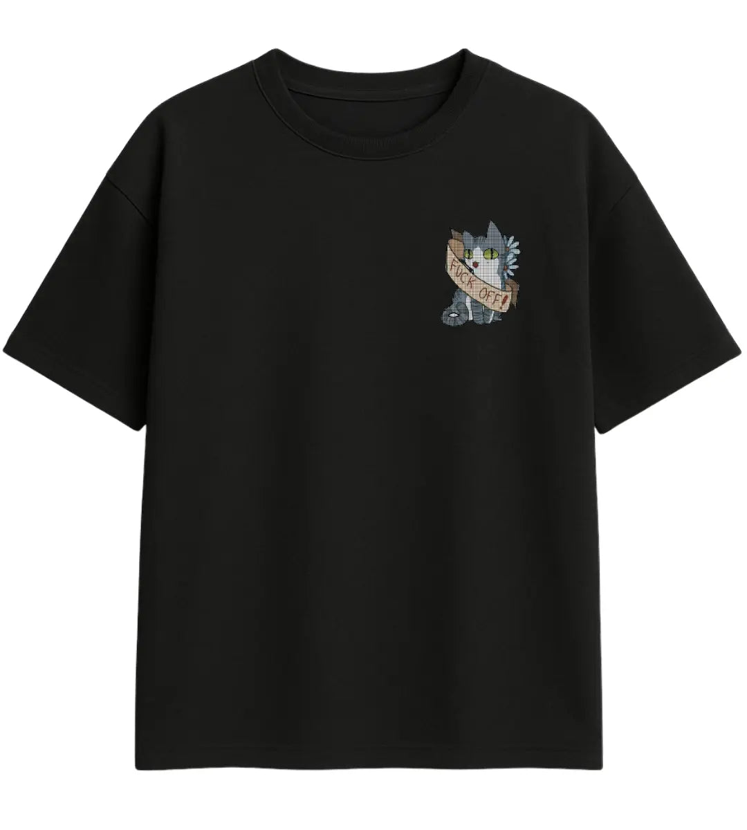 Rebel Cat Banner Oversize T-Shirt Lorinfo