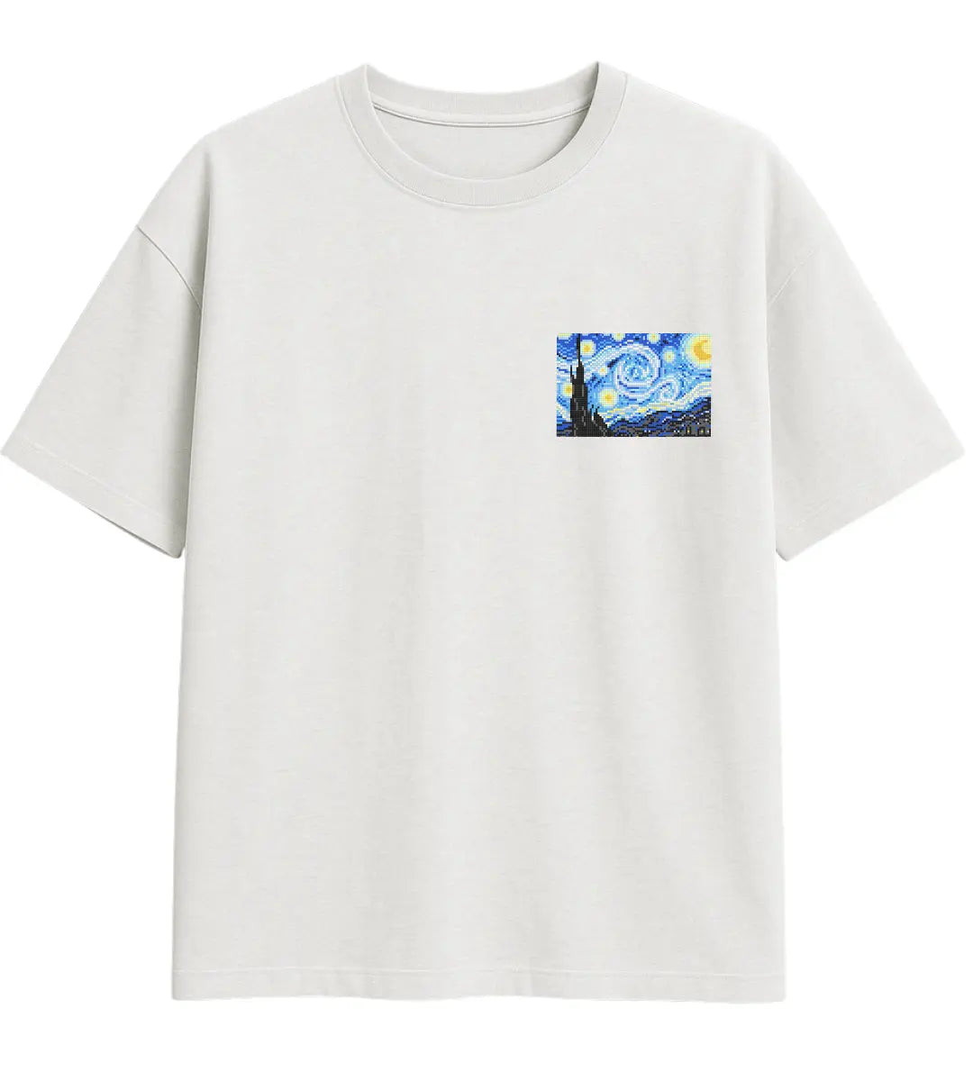 Pixel Starry Night Oversize T-Shirt Lorinfo