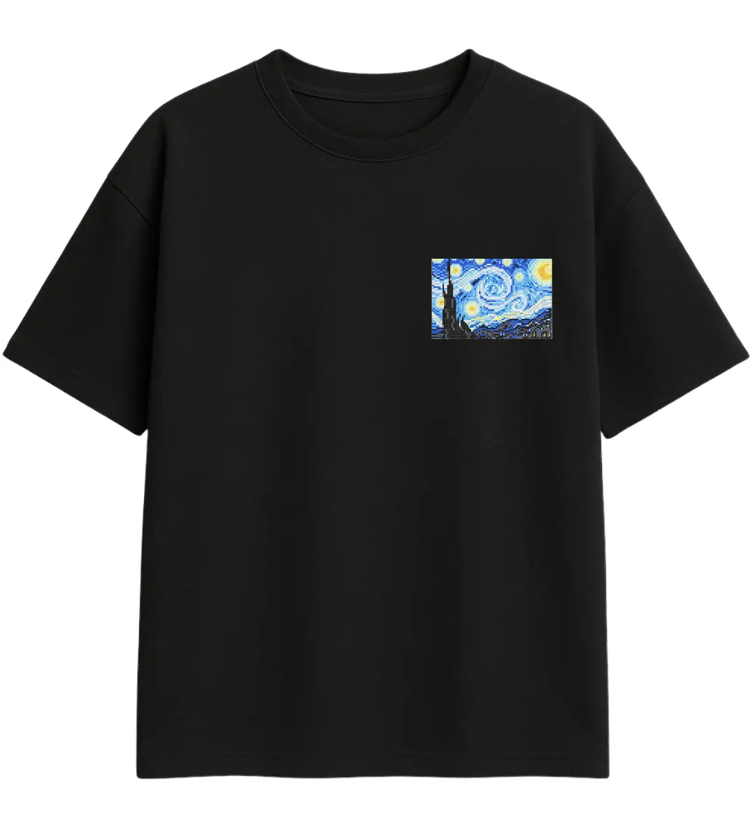 Pixel Starry Night Oversize T-Shirt Lorinfo