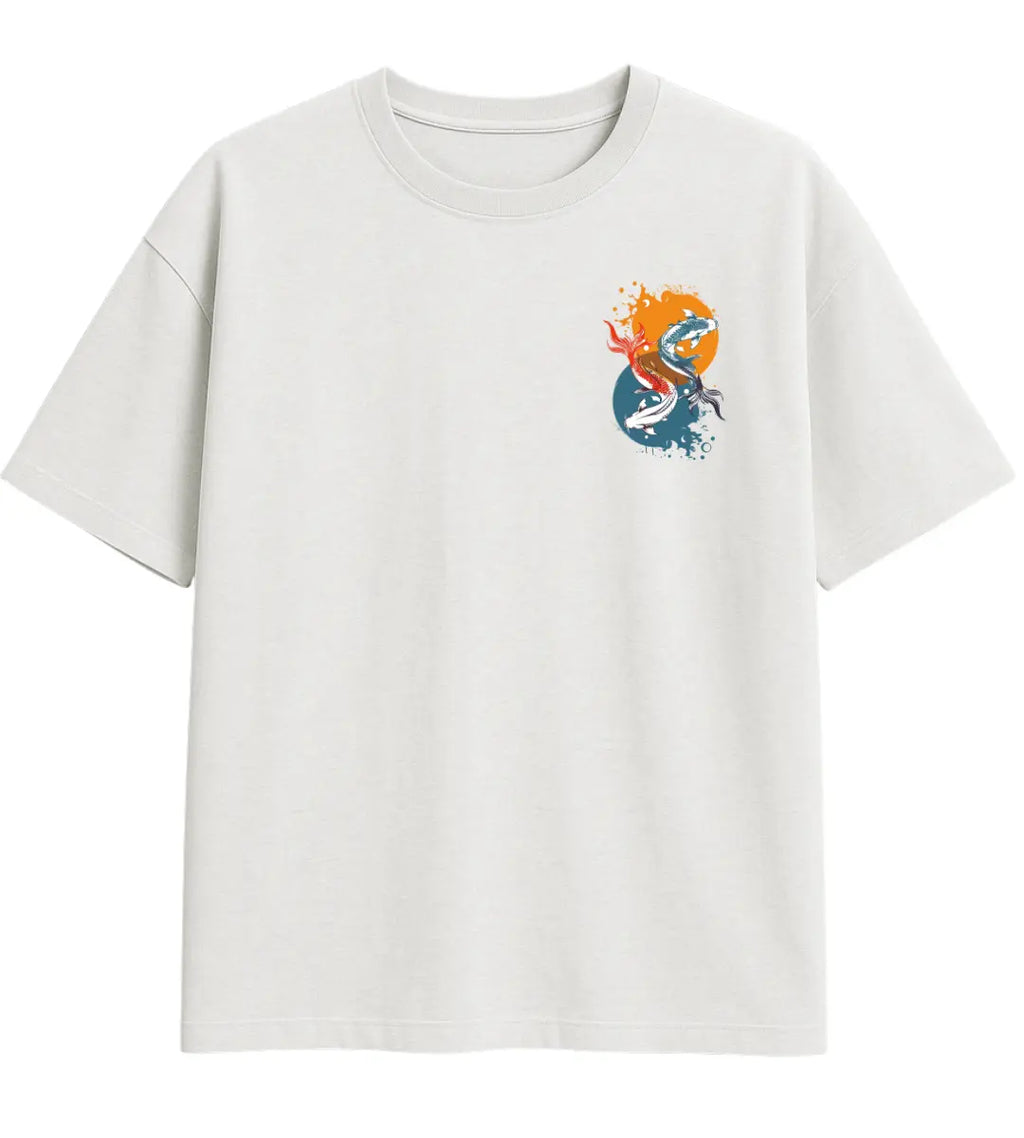 Yin Yang Two Koi Oversize T-Shirt Lorinfo