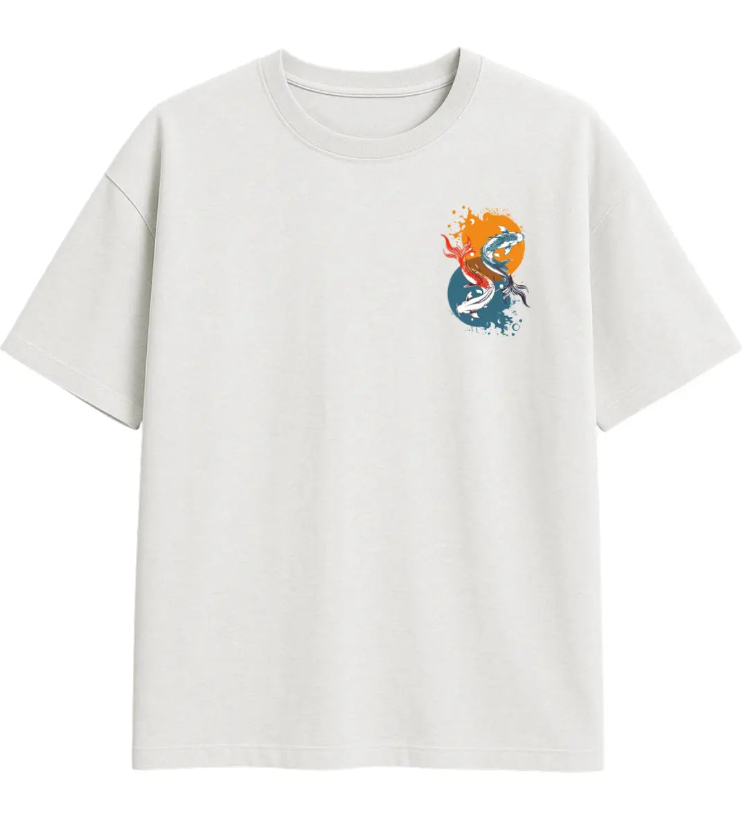 Yin Yang Two Koi Oversize T-Shirt Lorinfo