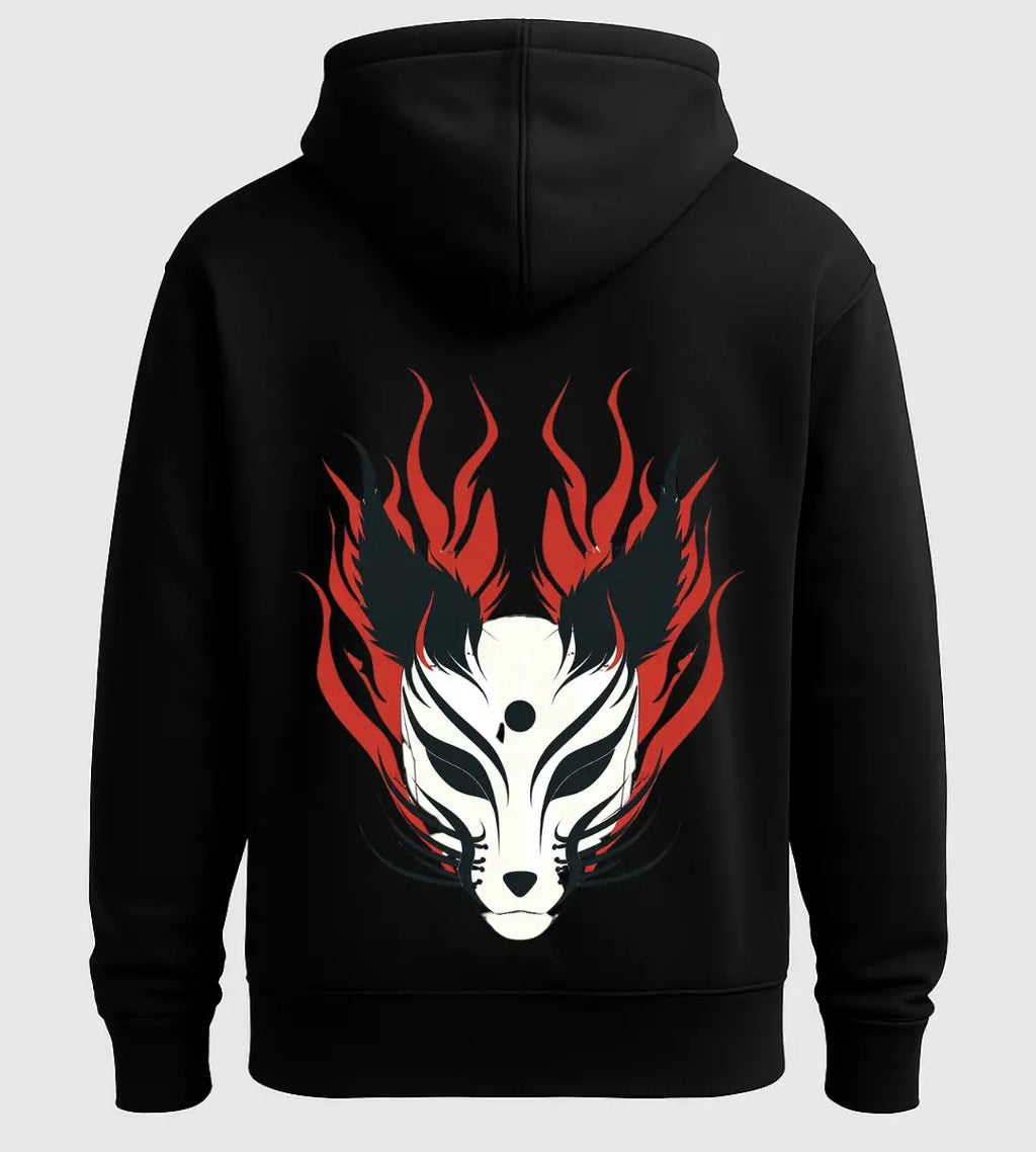Flame Spirit Kitsune Hoodie Lorinfo