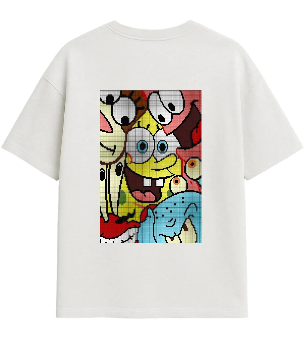 Cartoon Pixels Oversize T-Shirt Lorinfo