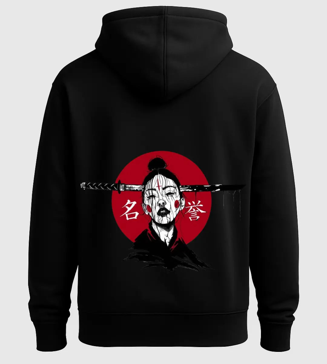 Red Moon Samurai Hoodie Lorinfo