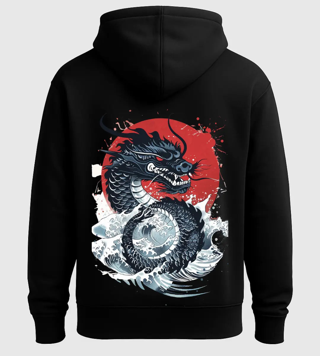 Crimson Wave Dragon Hoodie Lorinfo