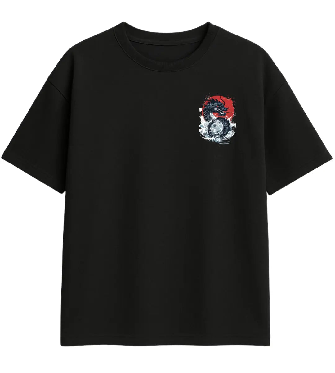 Crimson Wave Dragon Oversize T-Shirt Lorinfo