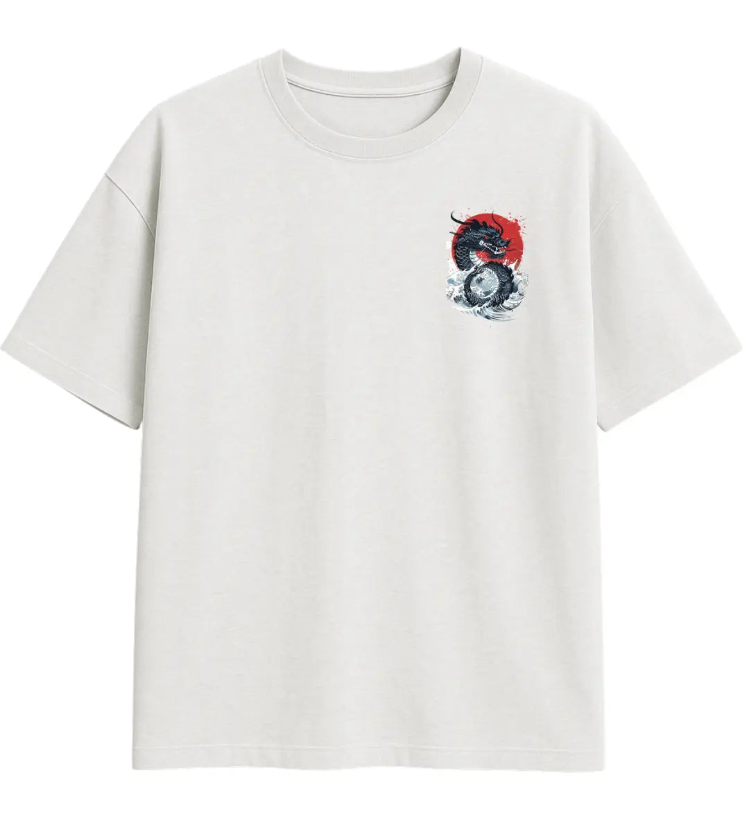 Crimson Wave Dragon Oversize T-Shirt Lorinfo