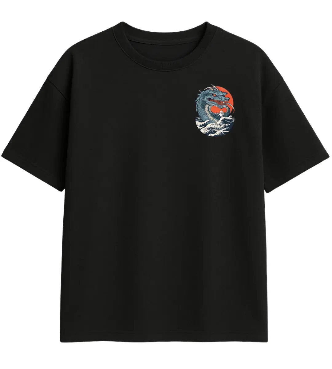 Sunrise Serpent Dragon Oversize T-Shirt Lorinfo