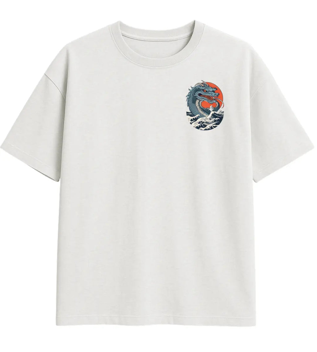 Sunrise Serpent Dragon Oversize T-Shirt Lorinfo