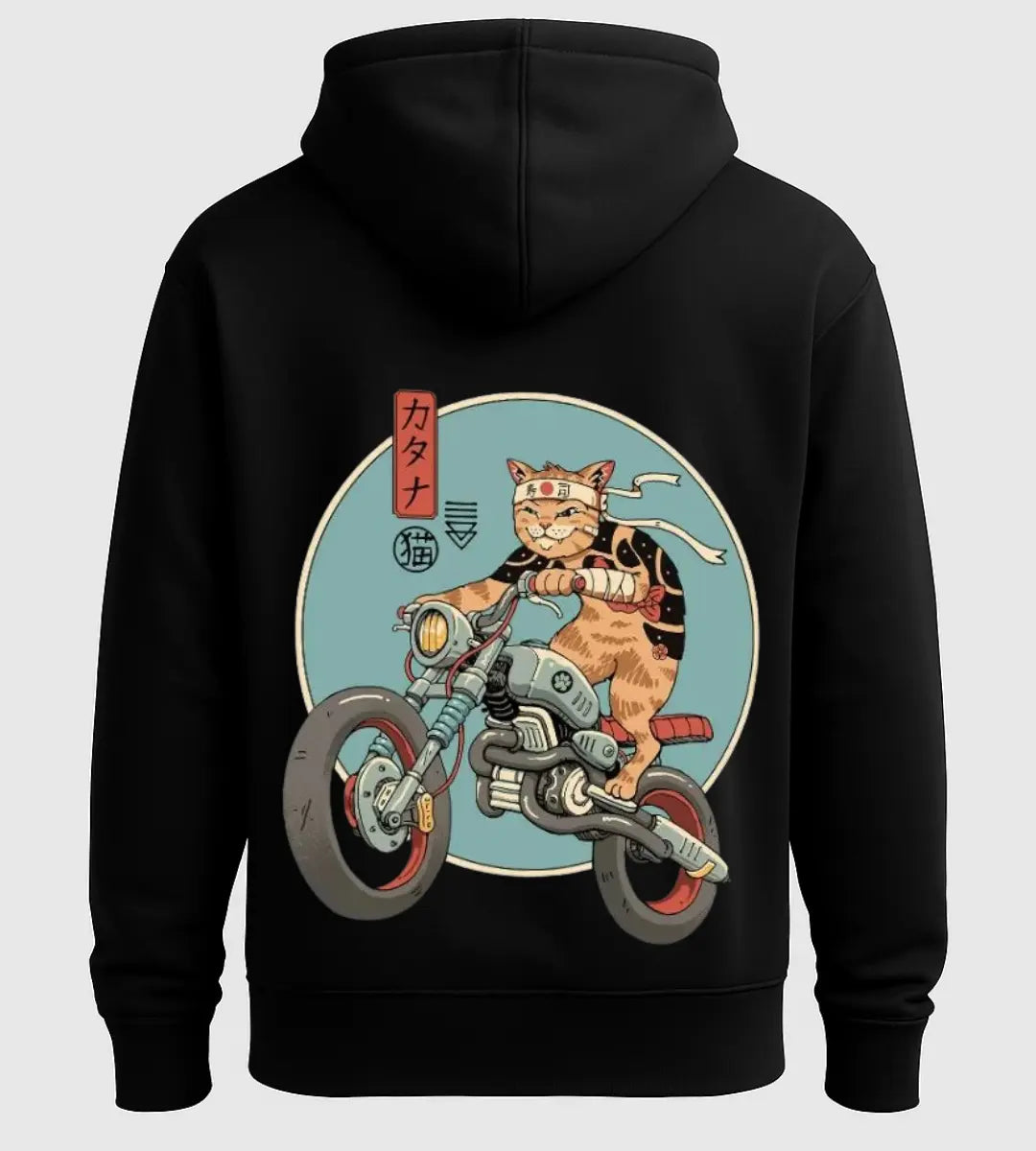 Biker Cat Hoodie Lorinfo