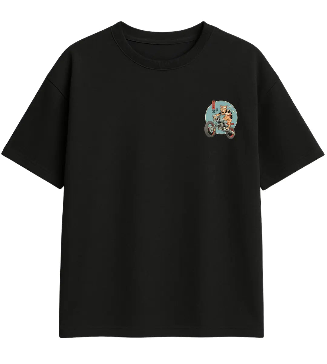 Biker Cat Oversize T-Shirt Lorinfo