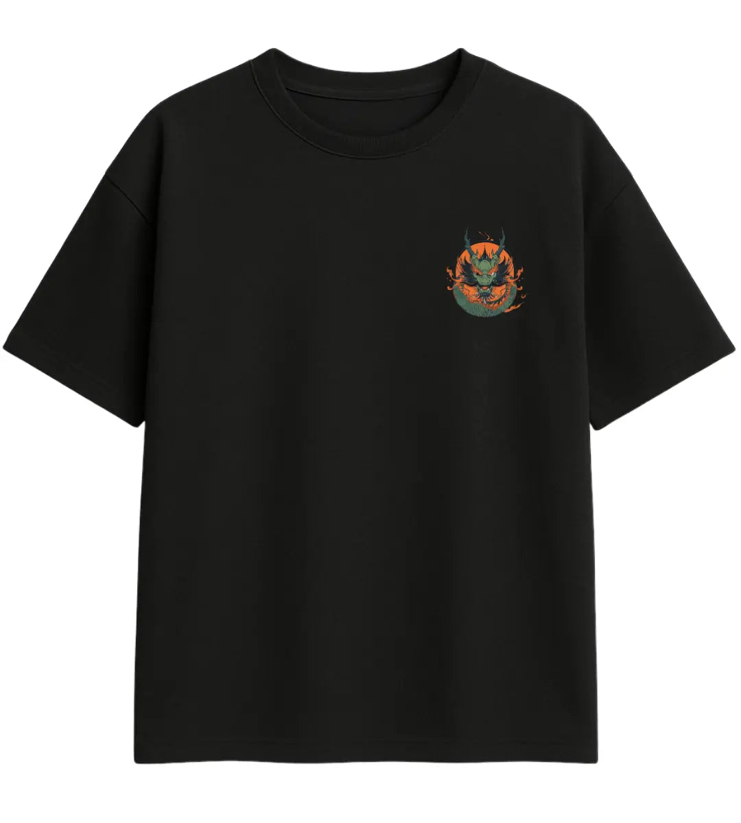 Emerald Flame Dragon Oversize T-Shirt Lorinfo