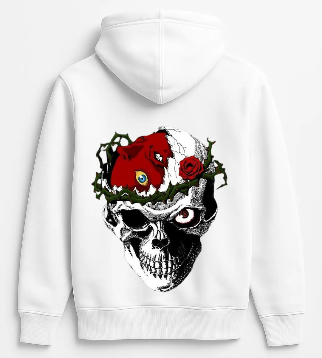 Thorned Rose Skull Hoodie Lorinfo