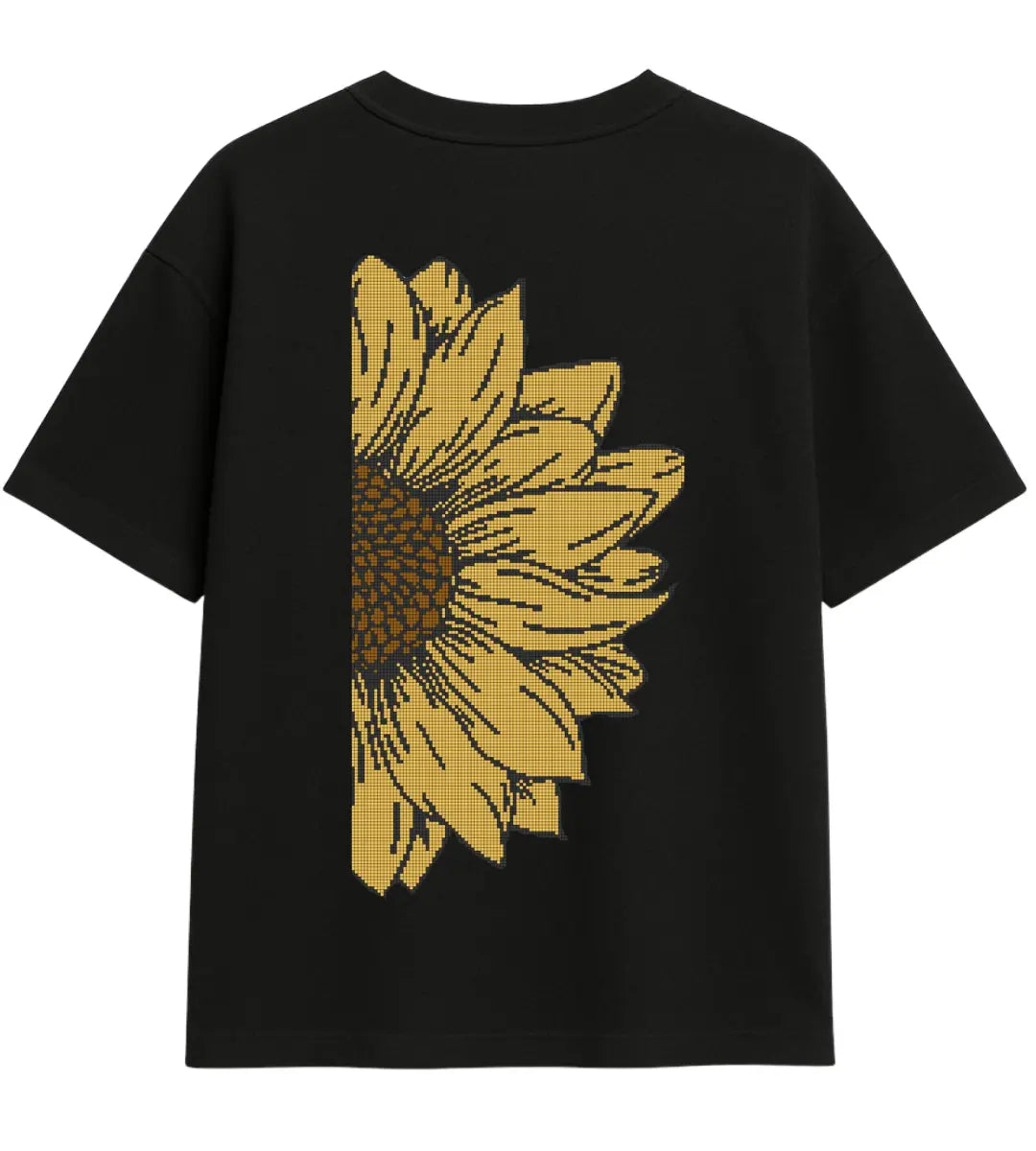 Sunflower Pixel Bloom Oversize T-Shirt Lorinfo