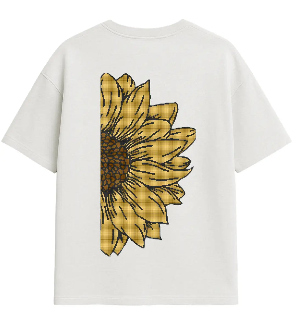 Sunflower Pixel Bloom Oversize T-Shirt Lorinfo