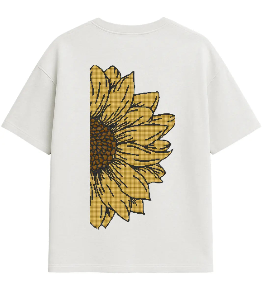 Sunflower Pixel Bloom Oversize T-Shirt Lorinfo