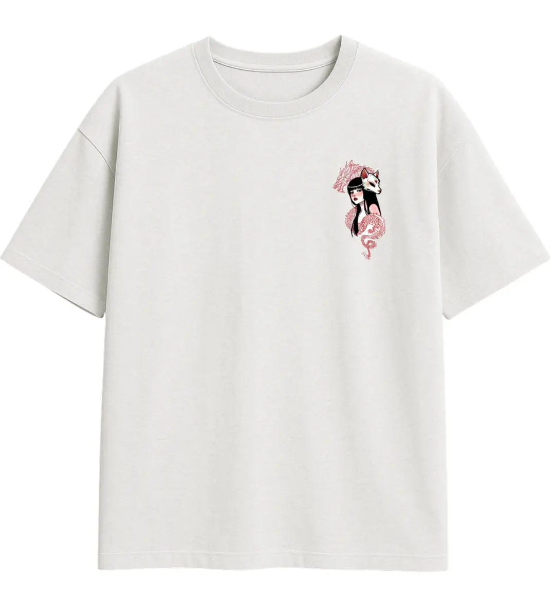 Dragon & Kitsune Oversize T-Shirt Lorinfo