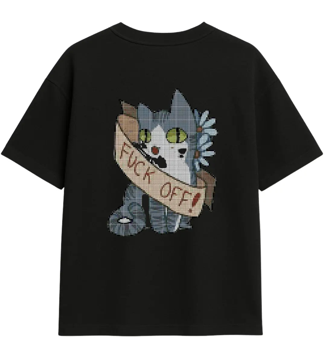 Rebel Cat Banner Oversize T-Shirt Lorinfo