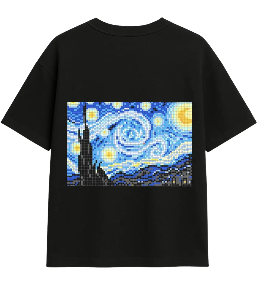 Pixel Starry Night Oversize T-Shirt Lorinfo