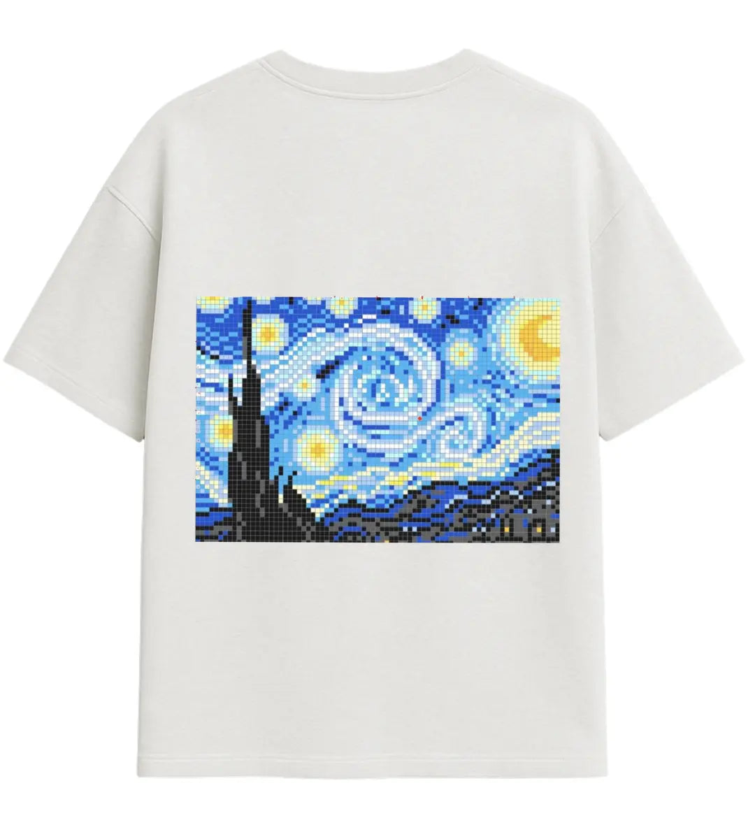 Pixel Starry Night Oversize T-Shirt Lorinfo