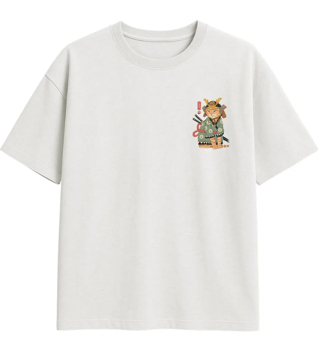 Samurai Cat Oversize T-Shirt Lorinfo