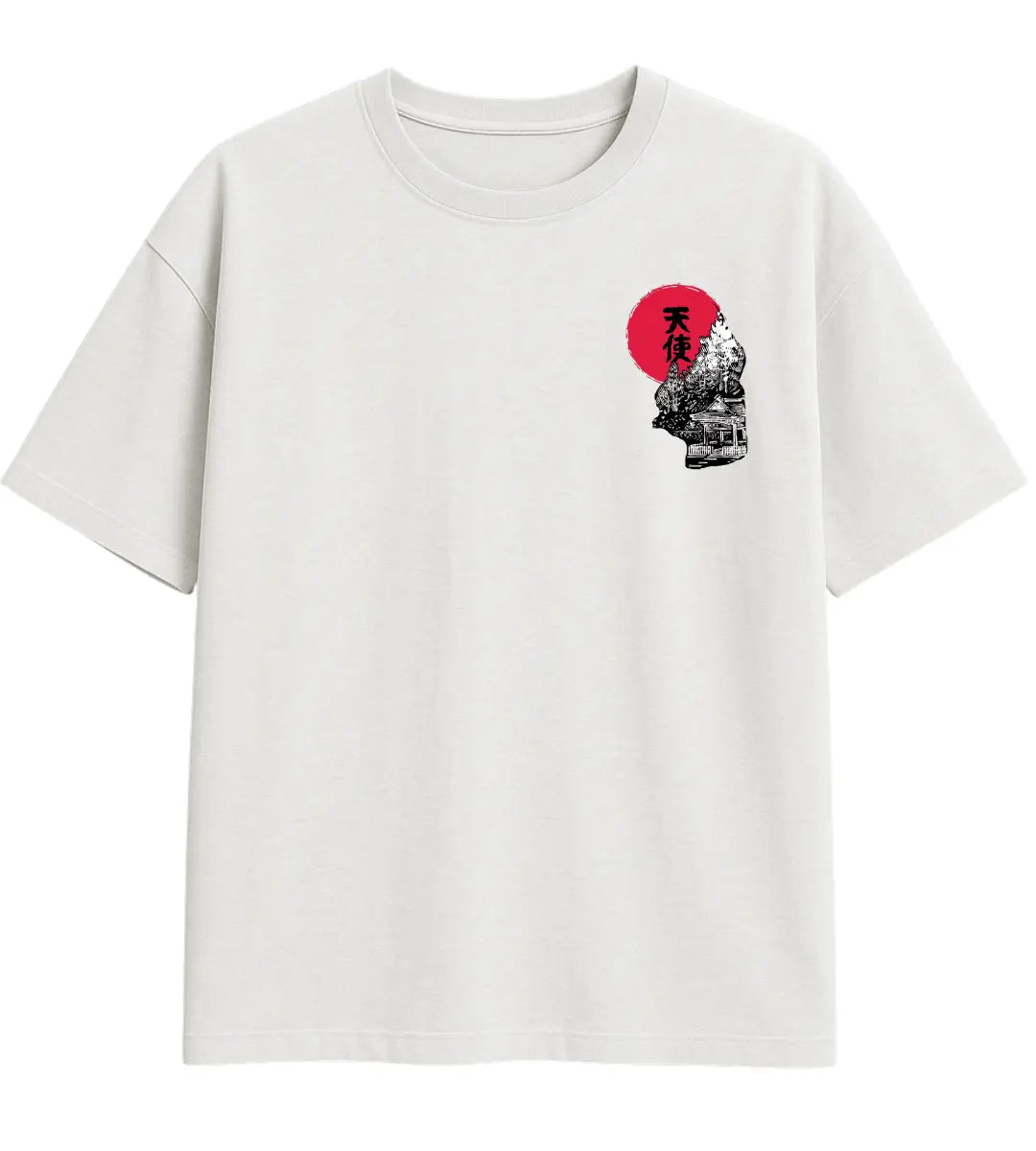 Red Sun Temple Oversize T-Shirt Lorinfo
