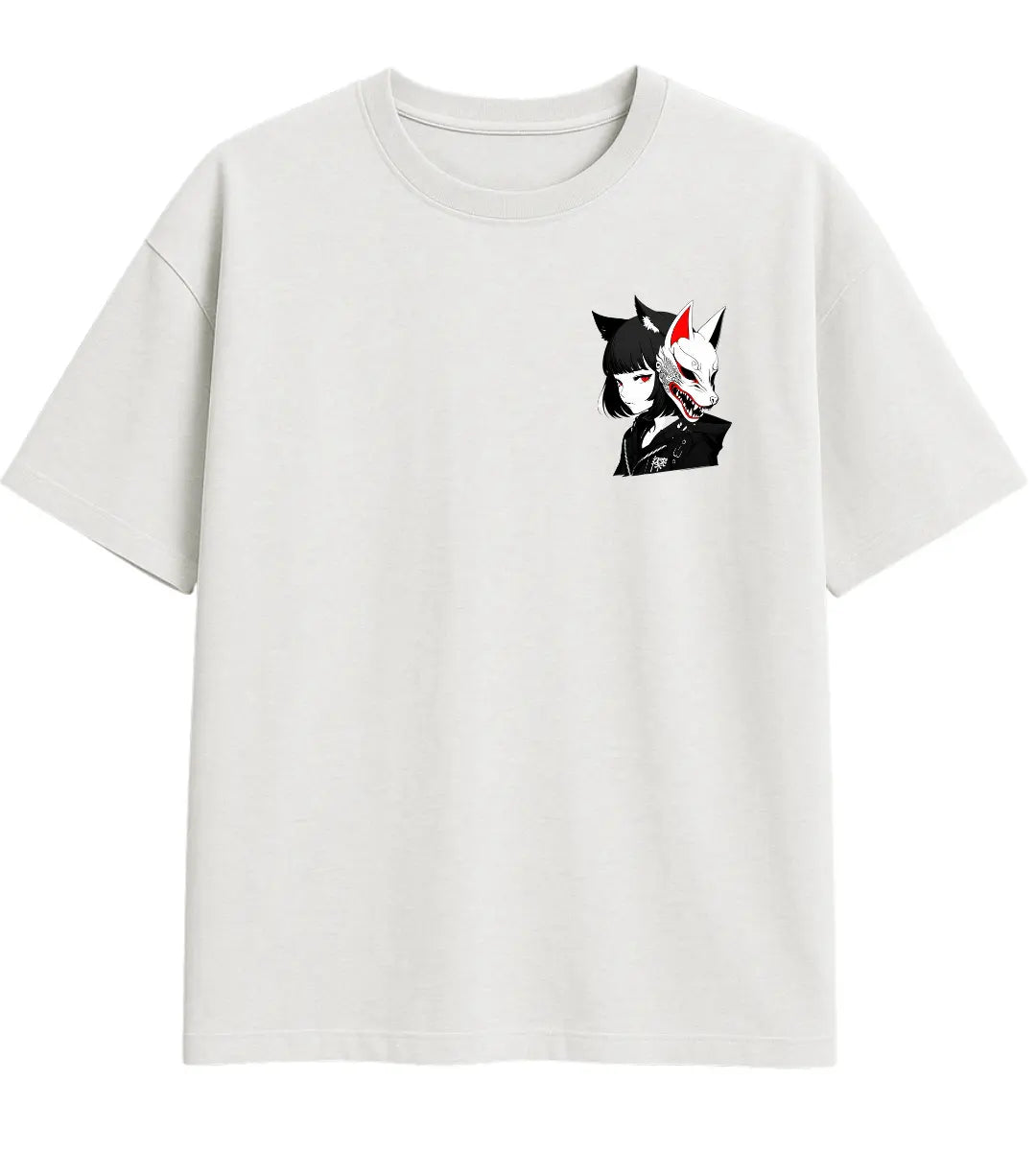 Kitsune Spirit Girl Oversize T-Shirt Lorinfo