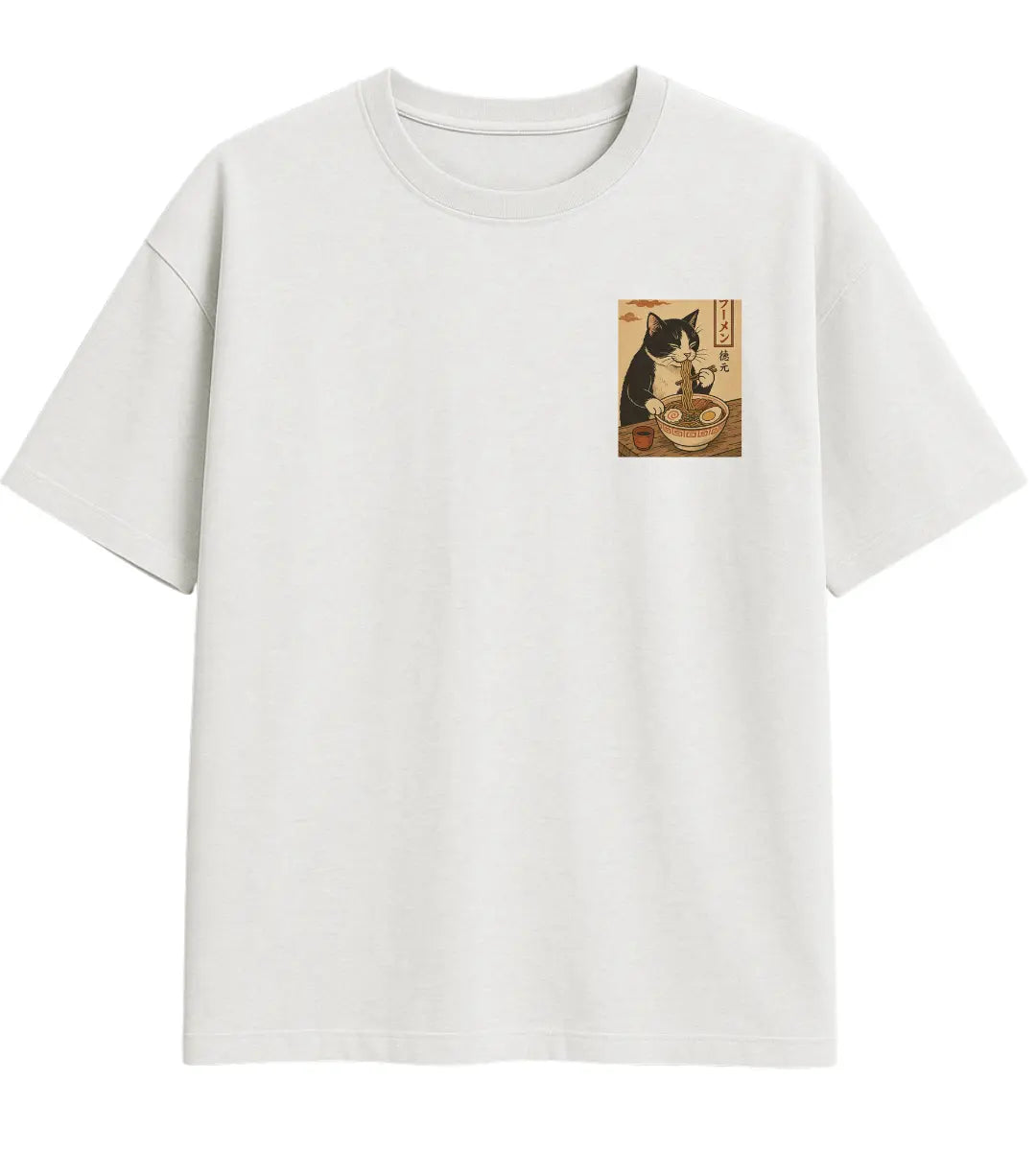Ramen Lover Cat Oversize T-Shirt Lorinfo