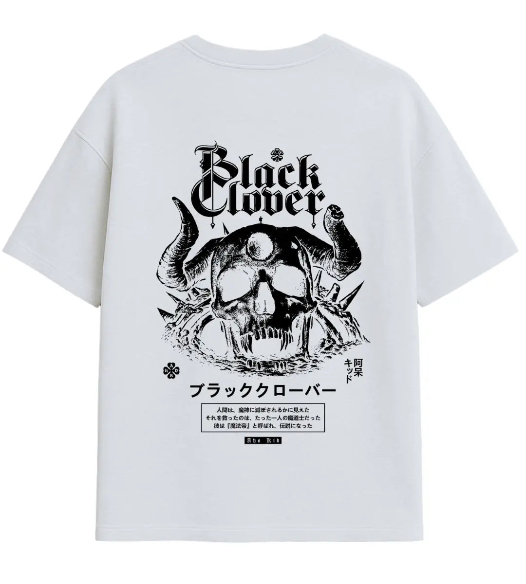 Black Clover Skull Oversize T-Shirt Lorinfo