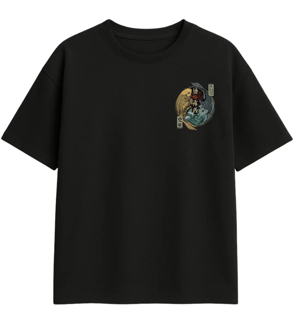 Altın & Gece Koi Oversize T-Shirt Lorinfo