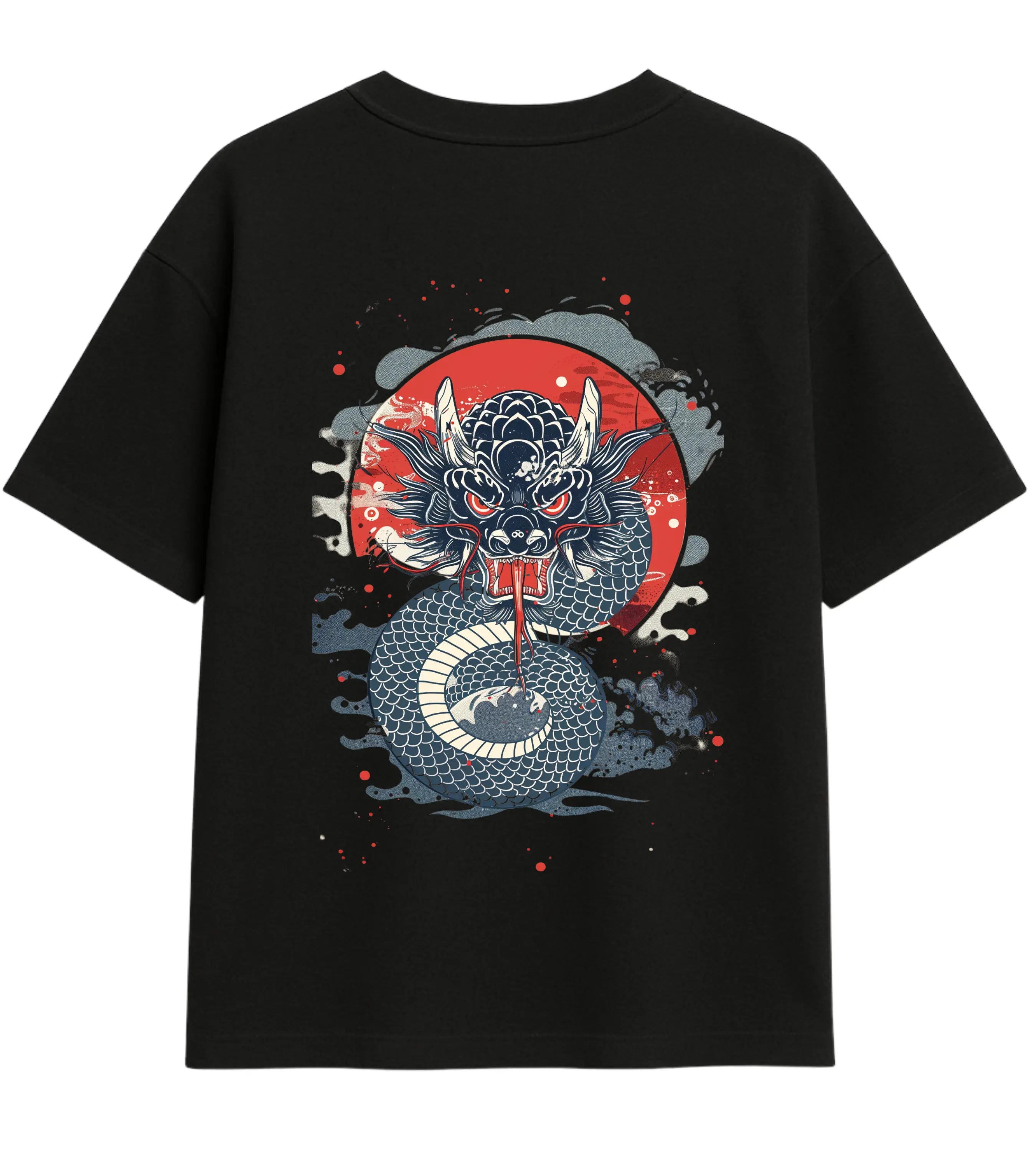 Samurai Serpent Dragon Oversize T-Shirt Lorinfo